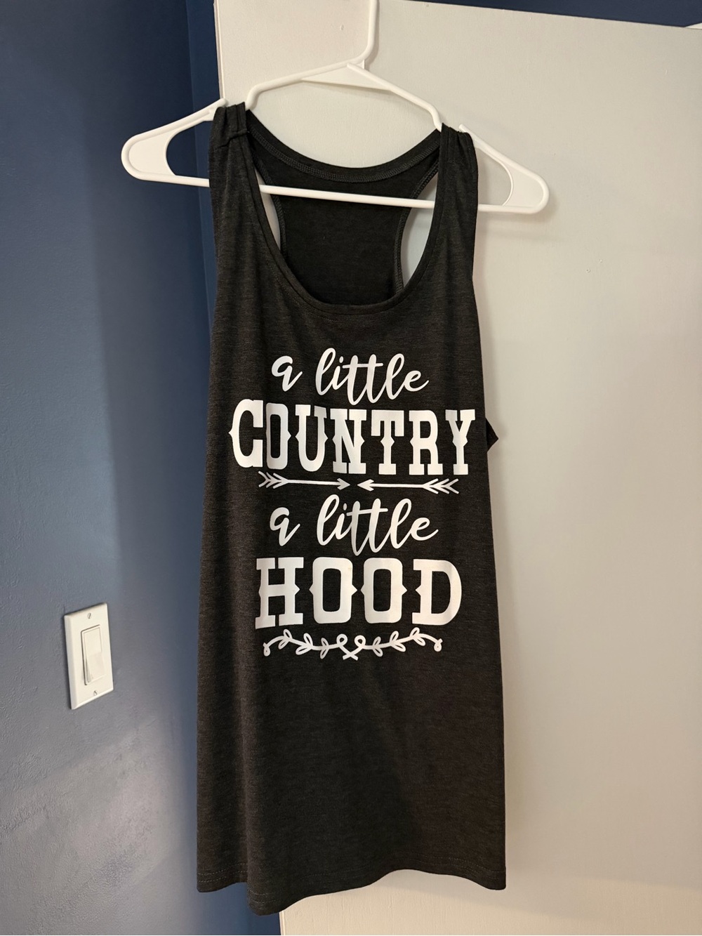 Graphic Tank Dress - Charcoal Black with White Text